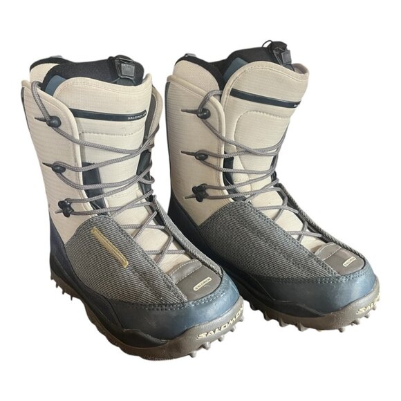 Salomon Thermicfit Women's Snowboard Boots Size 6 Cream/Blue Speed Lacing ❄️ - Picture 2 of 7